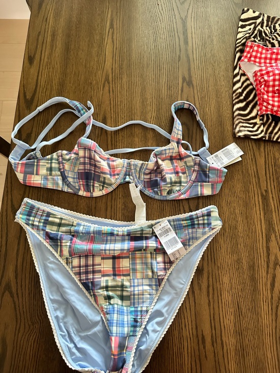 Abercrombie & Fitch Other - Abercrombie Pastel Plaid Underwire Bikini - Pink Blue Green Cream